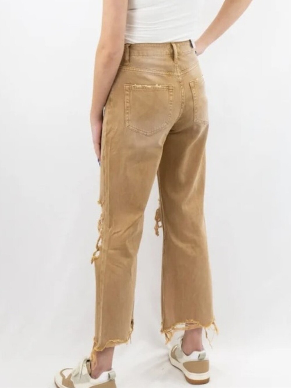 Vervet Leslie 90s Vintage Flare High Rise Tan Distressed Size 28 - Picture 9 of 9